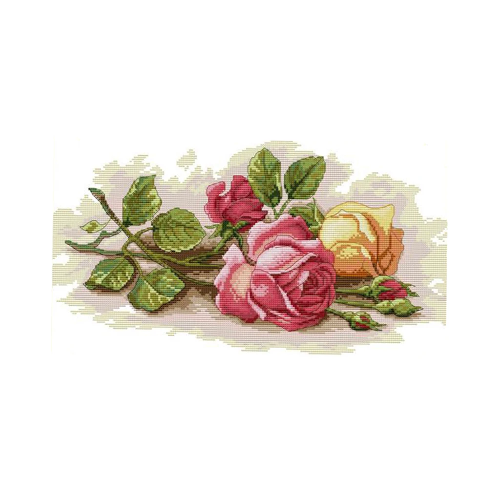 14 CT Counted Cross Stitch Kit - Rose Pattern - DIY Home Ornaments