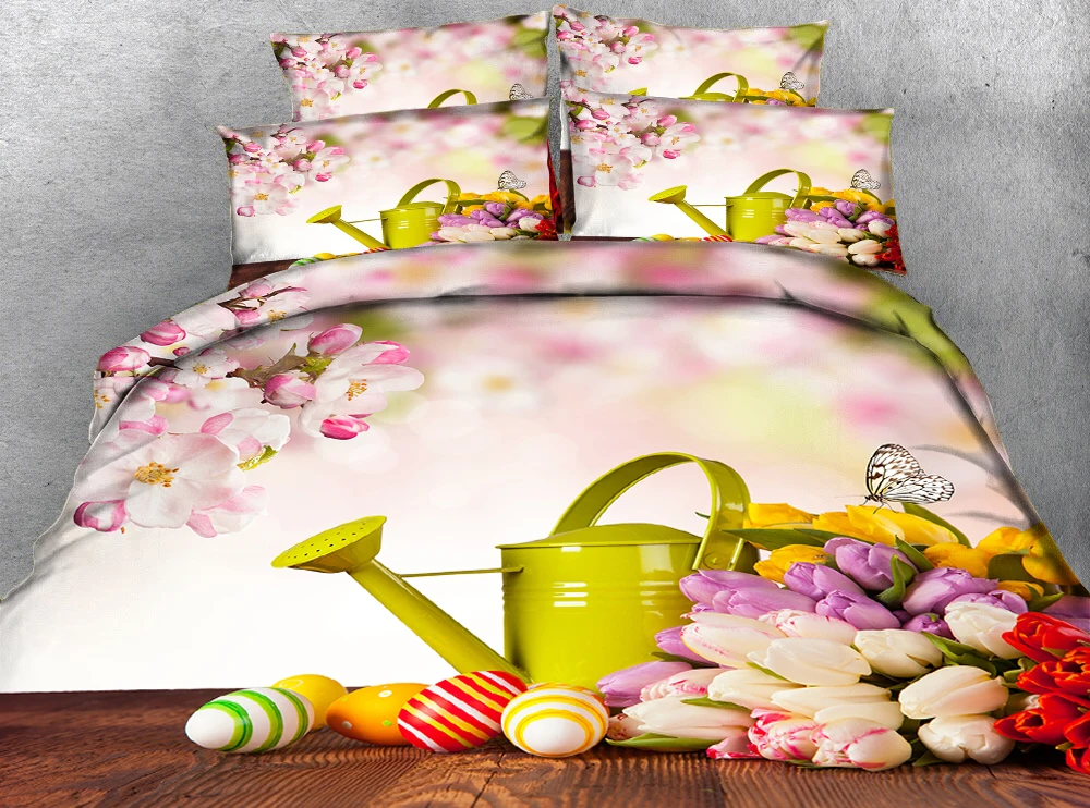 

Small clear small flowers 3d effect photo bed linen can be customized photo pattern