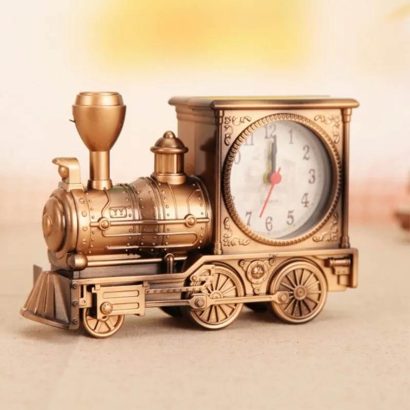 

Vintage Modern Creative Alarm Clock Figurines Train Alarm Clock Living Room Craft Decor Miniatures Home Decoration Accessories