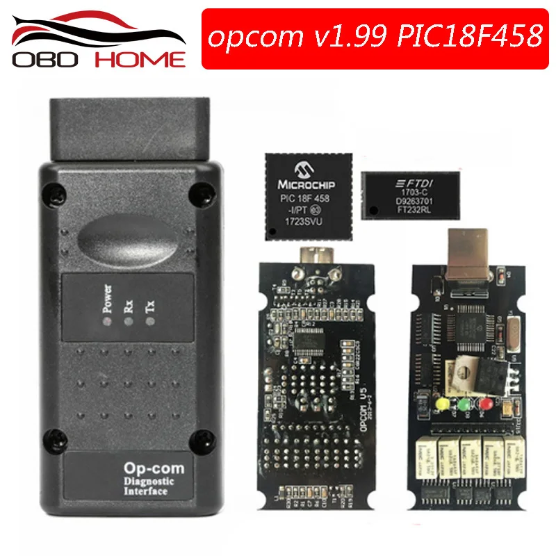 OBD2 автомобильные аксессуары OPCOM V1.99 OP COM V1.78 V1.70 V1.45 для Opel диагностический инструмент PIC18F458 и FTDI чип NEC Реле OP-COM 120309A