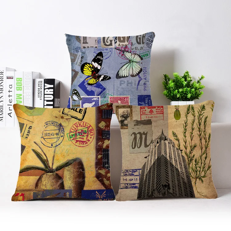House Decorative Cushion Cover Creative Cotton Linen Square Throw