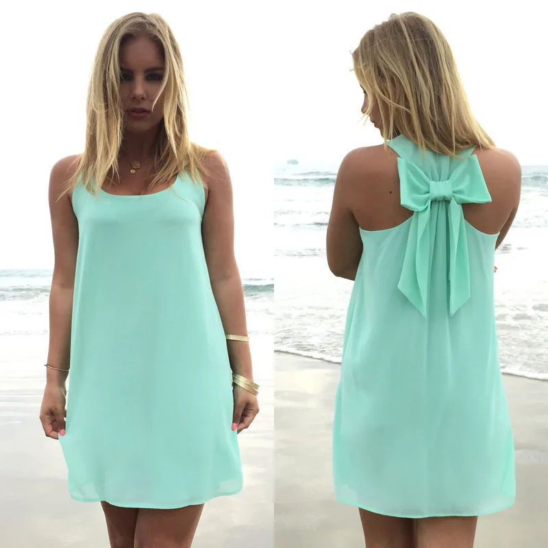 

Summer dress 2017 women dress female summer style bow vestido de festa sundress plus size women clothing beach dress chiffon