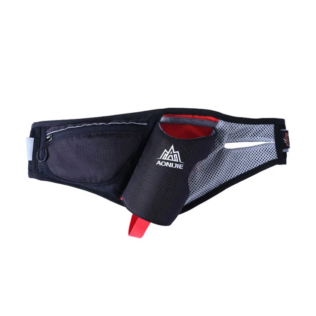 AONIJIE Marathon держатель для бега Светоотражающие спортивные сумки для бега беговые аксессуары нейлоновая сумка-пояс - Цвет: Black