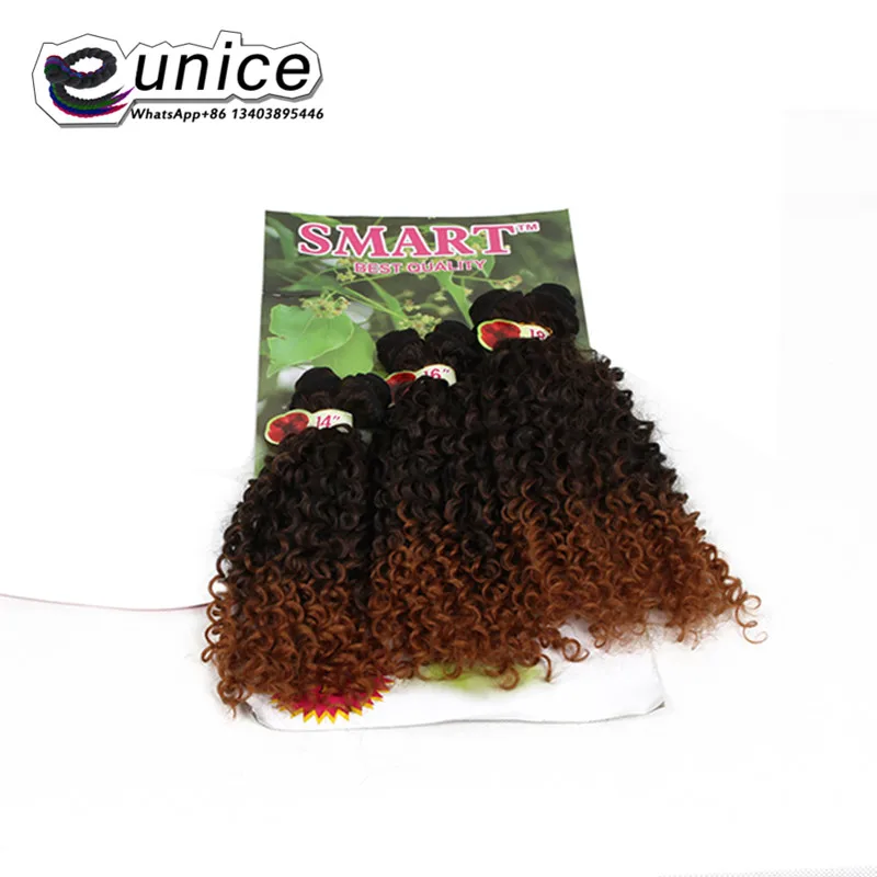 6pieces hair synthetic weaving Jerry curly ombre braiding hair weft extensions high temperature fiber (1)