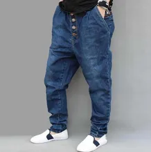 2016 новых прибыть моды большой промежность мужчины Denim шаровары джинсы мужчина осень-весна плюс размер плюс размер тощий карандаш брюки свободная талия