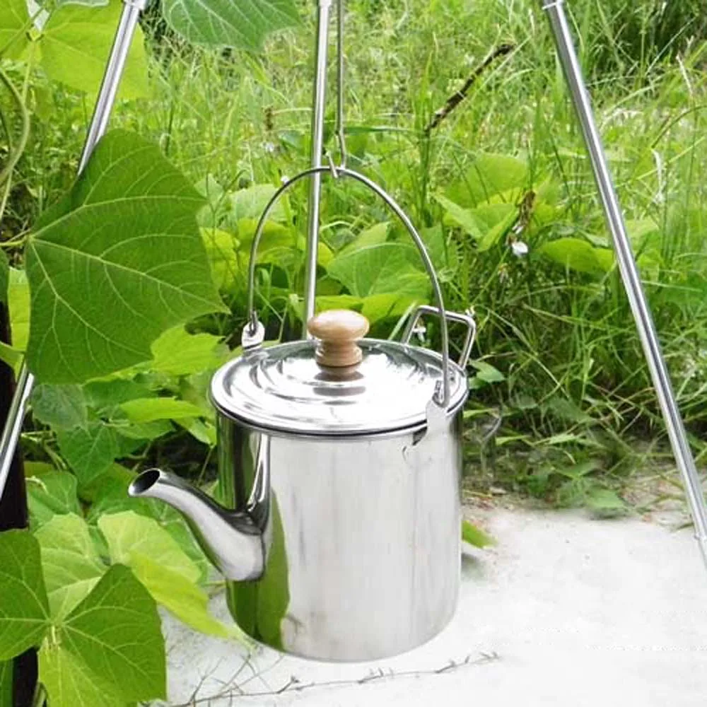 Outdoor Camping Water Kettles Stove Stainless Steel 2000ml Potable