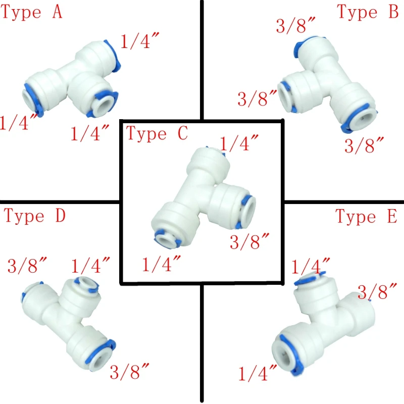 Равный или уменьшающий T быстрый соединитель тройник RO очиститель воды обратного осмоса разъем для аквариумной системы фитинг