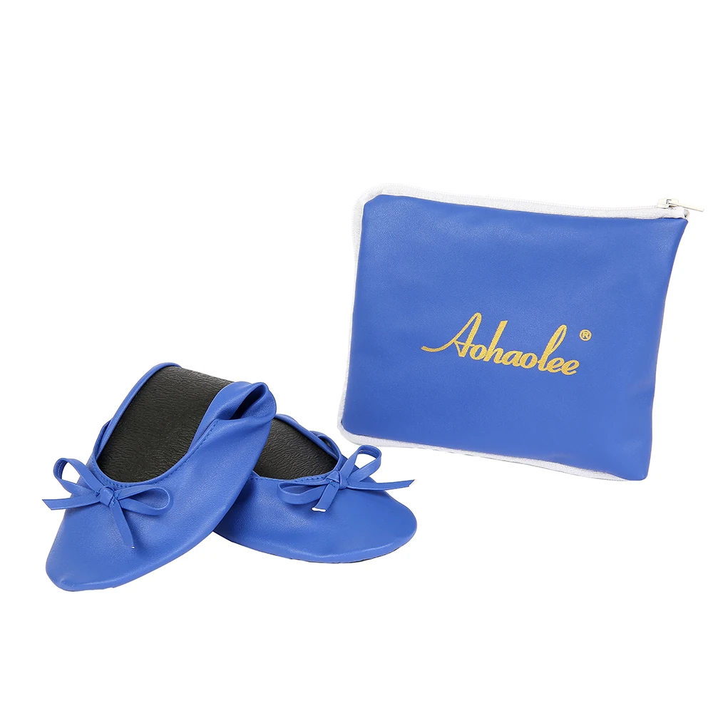 Blue Shoes Flats Portable Fold Up Ballerina Flat Shoes Roll Up Foldable Ballet After Party Shoes For Bridal Wedding Party Favor