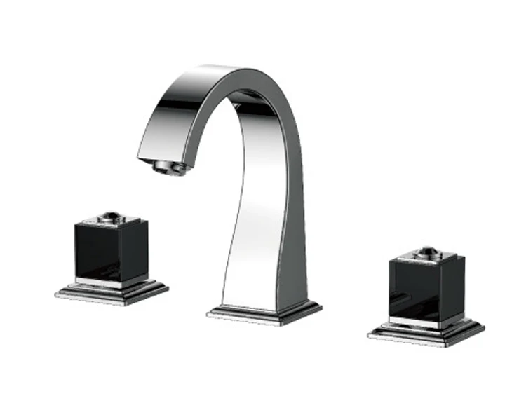 

Chrome color 8 inch 3 Holes widespread bathroom Lavatory Sink faucet mixer tap deck mounted Luxury tap square design