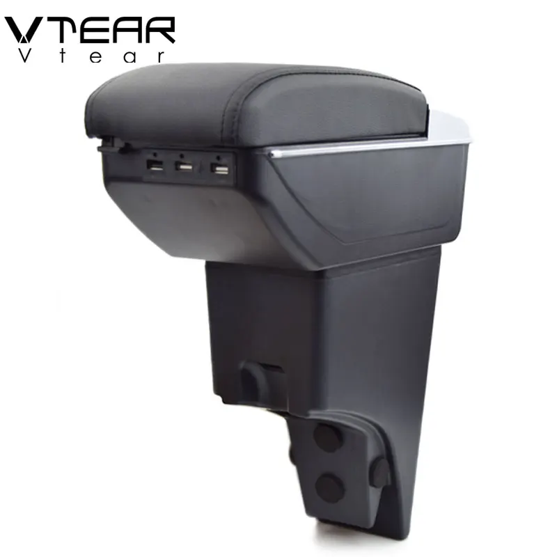 

Vtear For perodua Bezza armrest box USB Charging heighten Double layer central Store content cup holder ashtray accessories