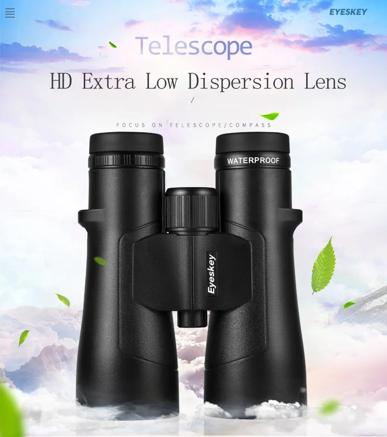 Eyeskey ED 10x50 Binoculars lll Night Vision Waterproof Super-Multi Coating Bak4 Prism Optics High Power Telescope for Hunting