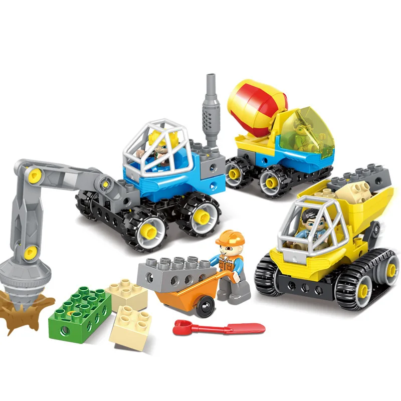 

City Engineering Team Screw Block Excavator Scraper Truck Vehicle Crane Car Building Brick Technic Compatible brick Gift