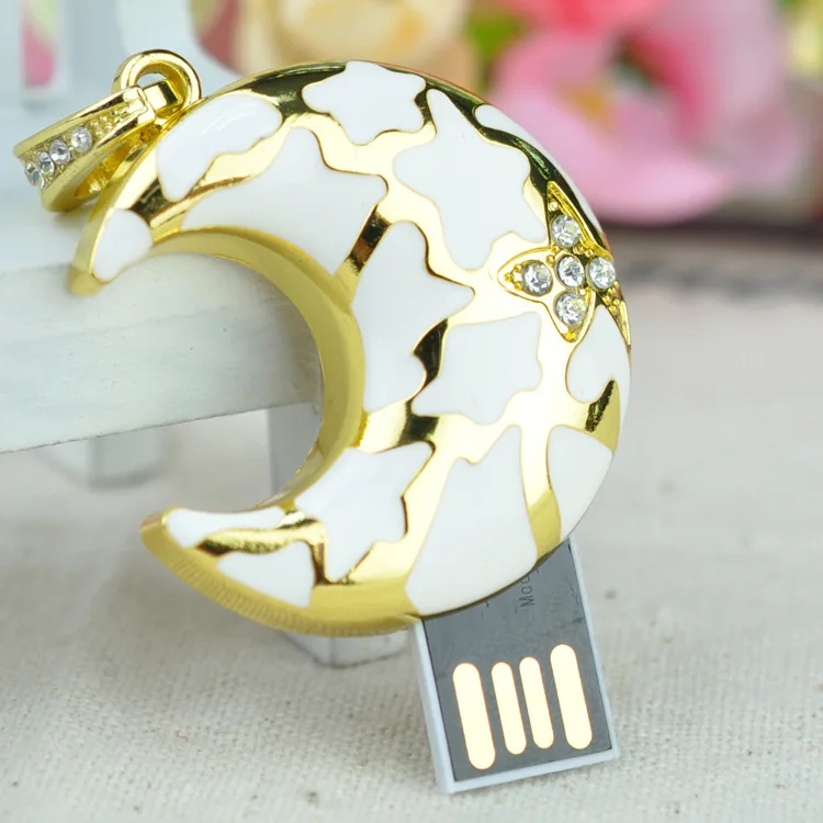 

Jewelry Moon USB Flash Memory Stick Key Necklace Creativo USB 2.0 Flash Pendrive 1TB 2TB Gift USB Flash Drive 16GB 64GB 128GB
