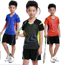Одежда для мальчиков и девочек из Джерси для бадминтона, набор для пинг-понга из полиэстера, Быстросохнущий дышащий Теннисный тренировочный костюм, рубашка для настольного тенниса+ шорты