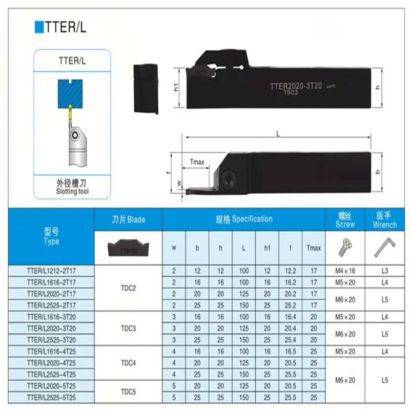 TTER/TTEL 16 мм 20 мм 25 мм инструменты с ЧПУ Токарный станок внешний пазовой режущий сверлильный инструмент держатель для TDC3 вставка