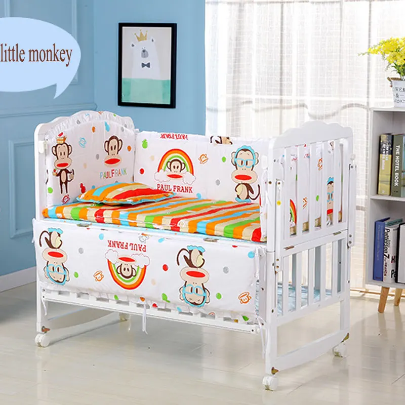 Five-Piece Baby Bedding Sets Crib Bumpers Bed Around Cot Bed Sheets Cotton Thickening Baby Beddings Newborn Bed Bumper 56*100cm