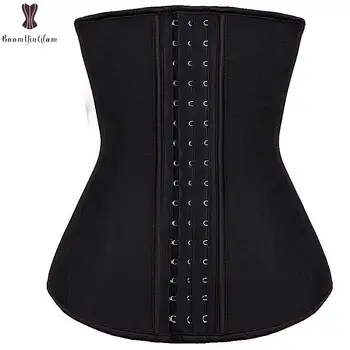 Latex Waist Trainer Steel Boned Underbust Waist Cincher Solid Underbust Corset Plus Size Women Daily Wear Bustier Rubber Corsets plus size steel boned lace up corset