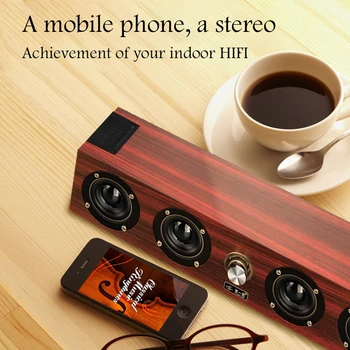 

Wooden Bluetooth wireless speaker portable Subwoofer four horn bass Wireless receiver TF Handsfree call speakers for music home