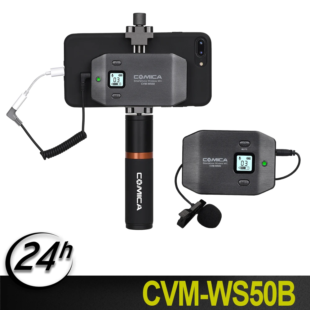 

Best Comica CVM-WS50(B) Wireless Lavalier Microphone UHF 6-Channel with Handle Grip for Camera DSLR Smartphone iPhone X 8 HUAWEI