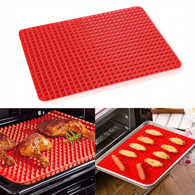 Buy New 1PCS BBQ Mat Silicone BBQ Pyramid Pan Fat