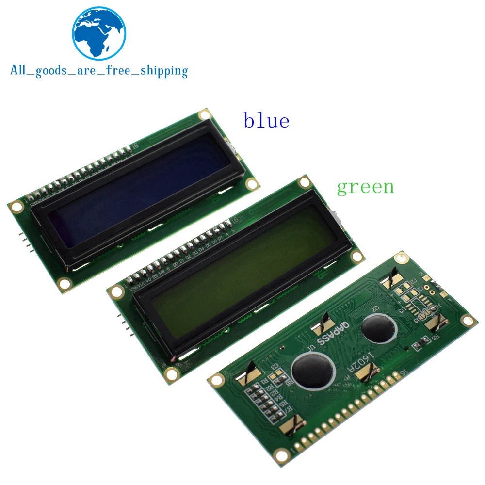 

TZT LCD1602 1602 module Blue green screen 16x2 Character LCD Display Module HD44780 Controller blue blacklight