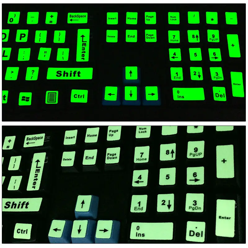 SR светящаяся английская полноразмерная наклейка на клавиатуру светится в темноте заглавные буквы наклейка с 2 шрифтами