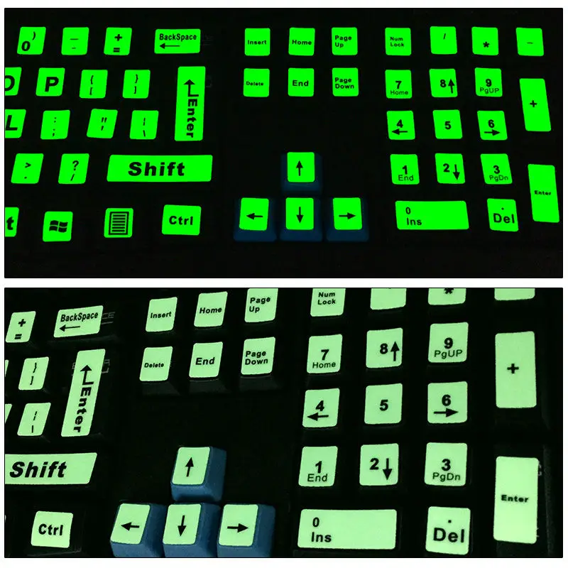 SR Luminous English Full Keyboard Sticker Film Glow In The Dark Capital Letters Sticker With 2 Fonts image 3