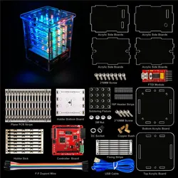 ¡Novedad de 2018! Keyestudio Kit de iniciación para Arduino project + placa controladora RGB + módulo FDTI (sin montar), pantalla LED RGB 4x4x4