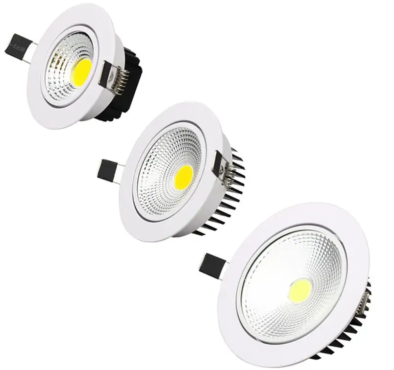 Диммируемый светодиодный светильник COB Потолочный Точечный светильник 3 Вт 5 Вт 7 Вт 9 Вт 12 Вт 85-265 в потолочное встраиваемое освещение внутреннее освещение