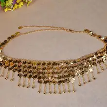 Танец живота золотой металл висячая цепочка из монет пояс регулируемый