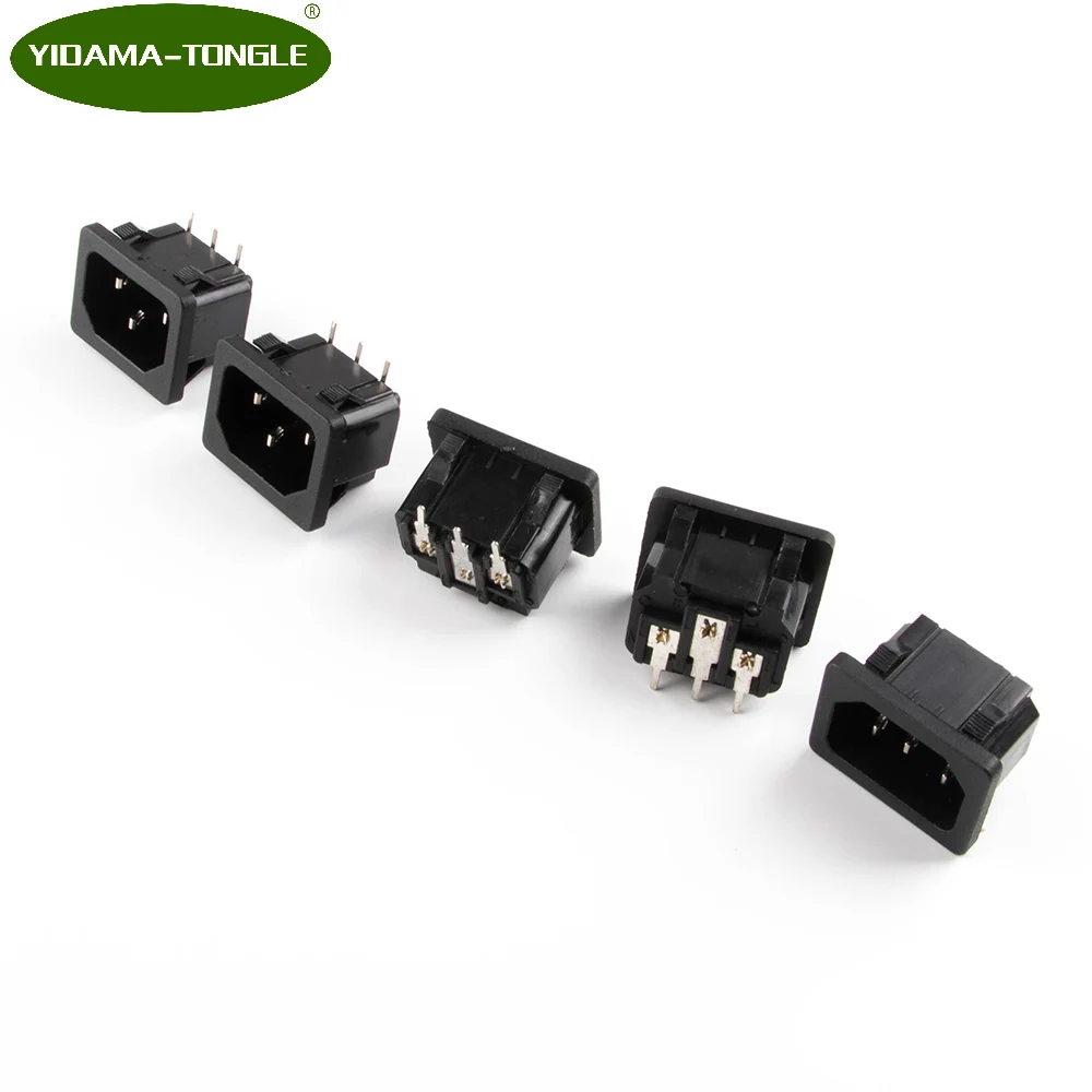

C14 Connector AC 250V 10A IEC 60320 C14 Male Plug Right Angle 3 Pins PCB Panel Power Inlet C14 Socket Connector 10Pcs