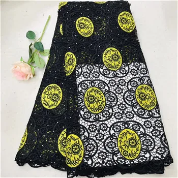

New Black Design African Lace Fabric With Stones For Dress Bridal Nigerian Lace Fabric High Quality African Swiss Voile Lace