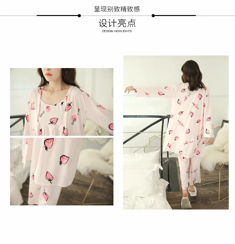 3 pçs conjuntos de pijama de algodão