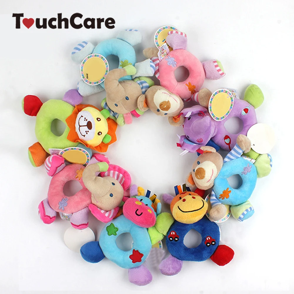 Newborn Cute Cotton Baby Boy Girl Rattles Infant Animal Hand Bell Kids Plush Toy font b