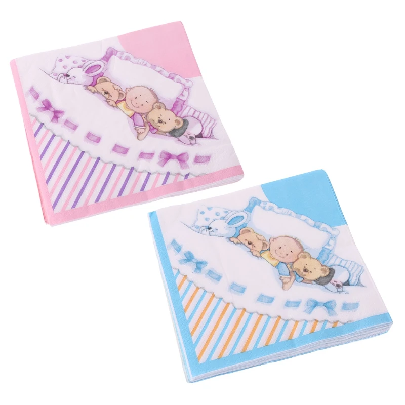 

For Boy Girl Gender Reveal Party Napkin Decoration Baby Shower Paper Napkin