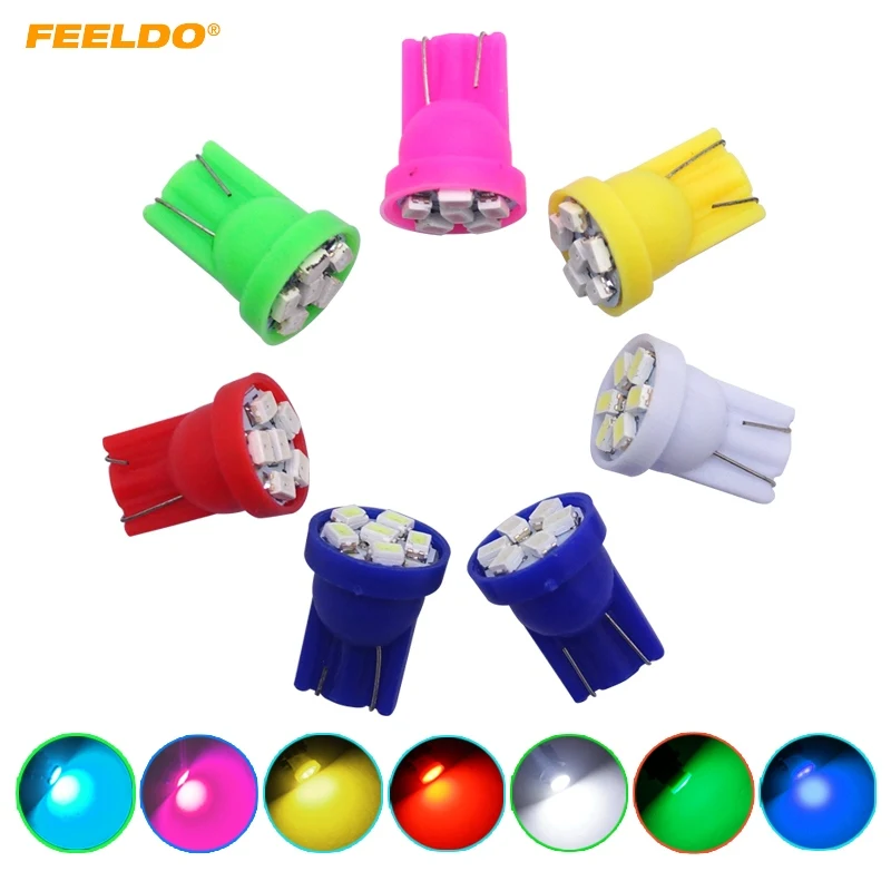 

50Pcs Car T10 194 168 1206 6 SMD Wedge 6 LED light Bulbs DC12V White/Red/Green/Blue/Yellow/Pink/Ice Blue #FD-1749