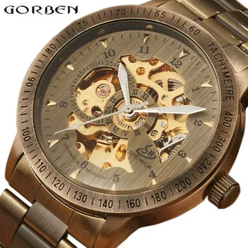 

Steampunk Skeleton Watches Mens Automatic Retro Bronze Stainless Steel Series Vintage Mechanical Wrist Watch Luxury Self-wind