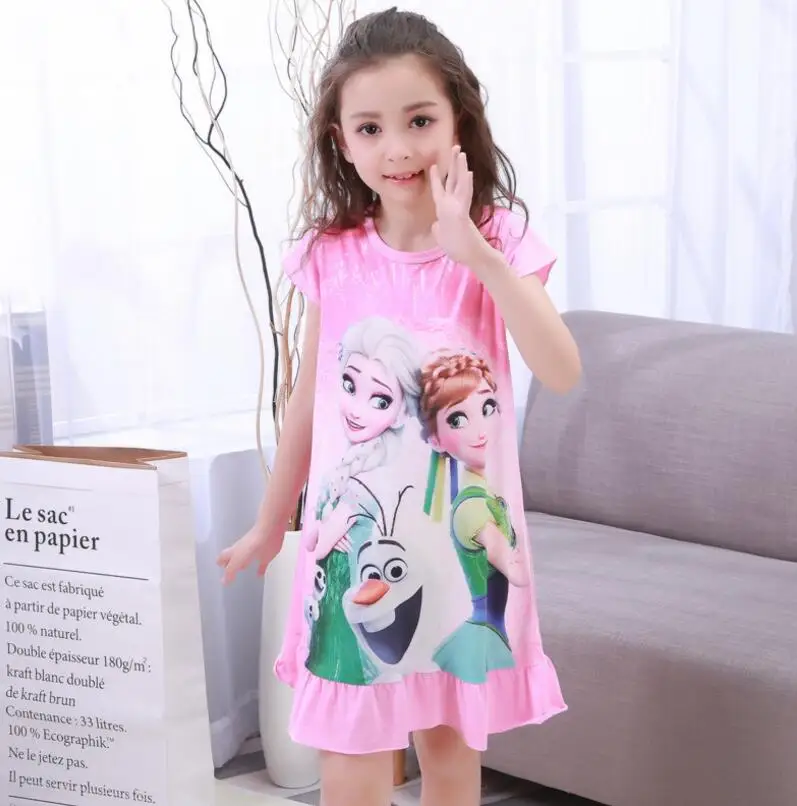 

2017 Cartoon Anna Elsa Girls Nightgown Spring Summer Long Sleeve Baby Pajamas For Girls Sleepwear Kids Nightie Dress Nightgown