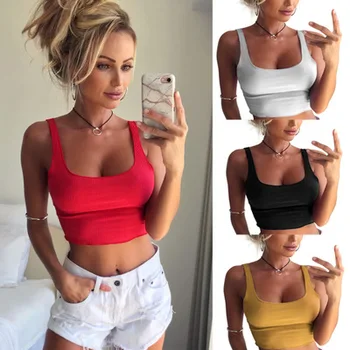 

2018 Summer Sexy Tank Tops For Women Stretch Fitness Top Ladies Crop Top Tee