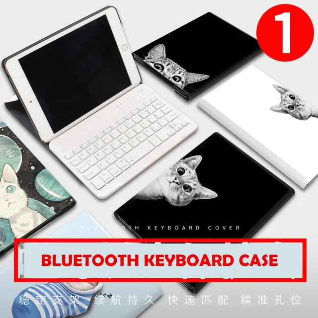 Special Offers BLACK CAT Flip Cover For iPad Pro 10.5 Air Air2 Mini 1 2 3 4 Tablet Bluetooth Keyboard Case cover for iPad 9.7 2017 2018 A1893