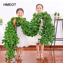 200CM yapay bitkiler sarmaşık yeşil yaprak sarmaşık asma ev düğün dekor için toptan DIY asılı çelenk yapay çiçekler