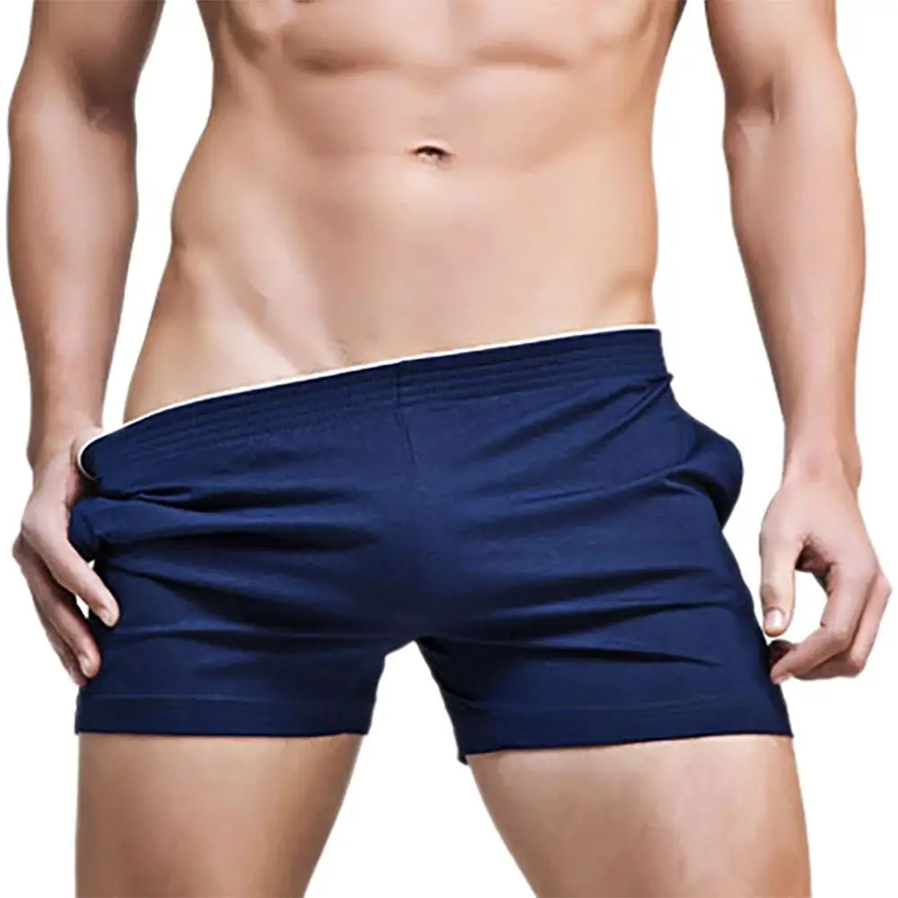 

2019 Casual Home Sleep Bottoms Cotton Shorts Family Comfortable Loose Mens Long Boxers Satin Lounge Male Man Panties