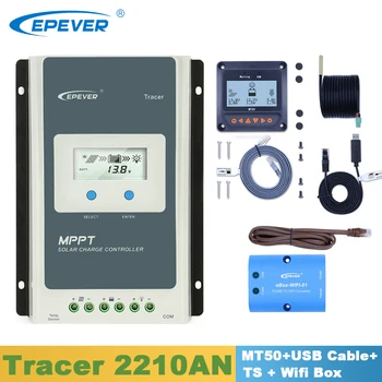 

EPever Tracer2210AN Solar Controller 20A 12V24V MPPT Regulator with MT50 Display/USB Cable/Temperature Sensor/Wifi Box Including