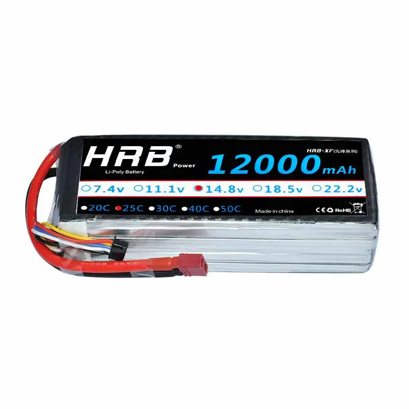 

HRB RC Lipo Battery 12000mAh 14.8V 4S 25C max 50C For RC Helicopter Drone FPV UAV Car Boat Multicopter 6-xis Quadcopter