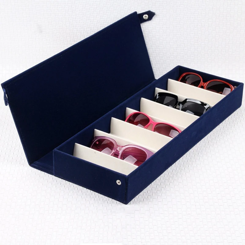 

Protable 8 Slot Rectangle Glasses Eyeglass Sunglasses Storage Box Case Glasses Display Grid Eyewear Protector Box Pouch Bag