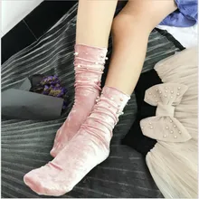 Новые стильные осенние стильные женские милые рождественские утолщенные теплые пушистые зимние тапочки жемчужные бархатные носки сексуальные носки