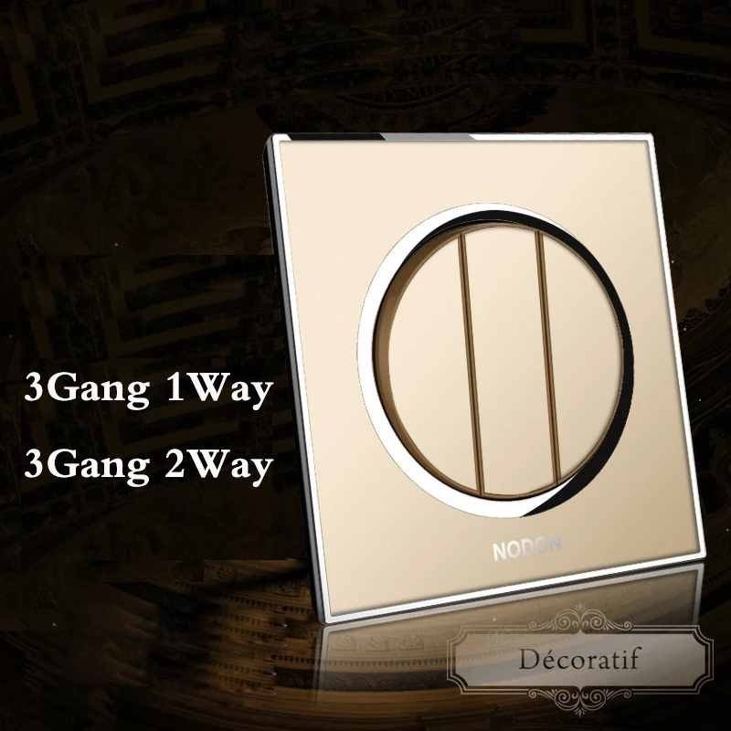 

Champagne gold switch socket panel Switch panel wall switch 3Gang 1Way 2Way fluorescence switch