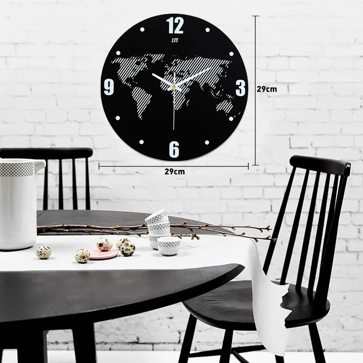 

European Style Wall Clocks Silent World Map Wooden MDF Digital Wall Clock Modern Round Large Wall Clocks For Home Office Decor