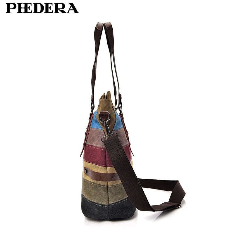 New Fashion Rainbow Women Shoulder Bags High Quality Canvas Casual Female Handbags Striped Ladies Bag Women Purse 2019 Hot