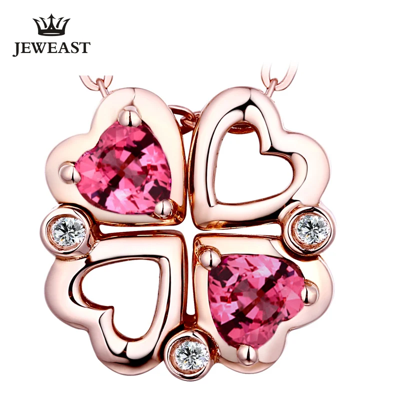 

Natural red tourmaline 18K Pure Gold Pendant Real AU 750 Solid Gold Upscale Trendy Classic Party Fine Jewelry Hot Sell New 2019
